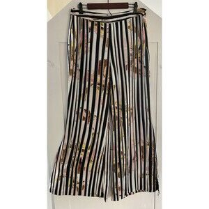 Bisou Bisou Michele Bohbot Wide Leg Palazzo Pants Floral Striped Floral Size L